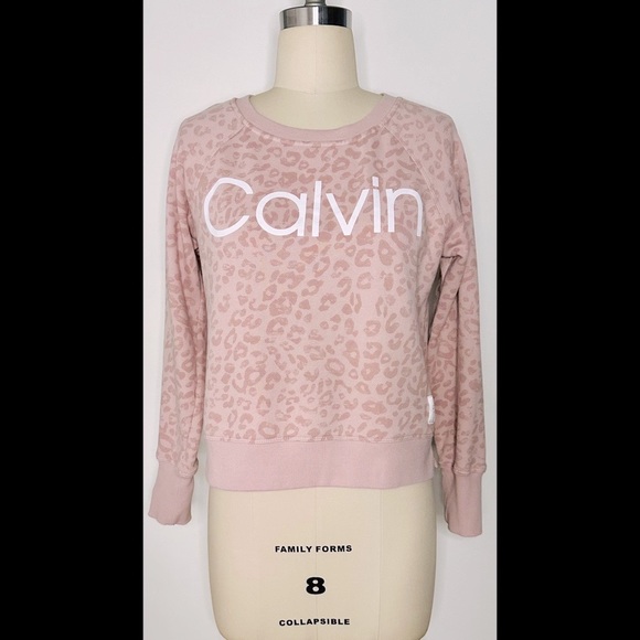 Calvin Klein Performance Pink Leopard Sweatshirt - Picture 1 of 6